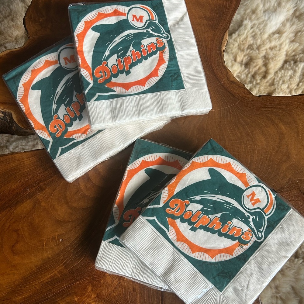 Vintage Miami Dolphins Dinner Napkins 1994 logo